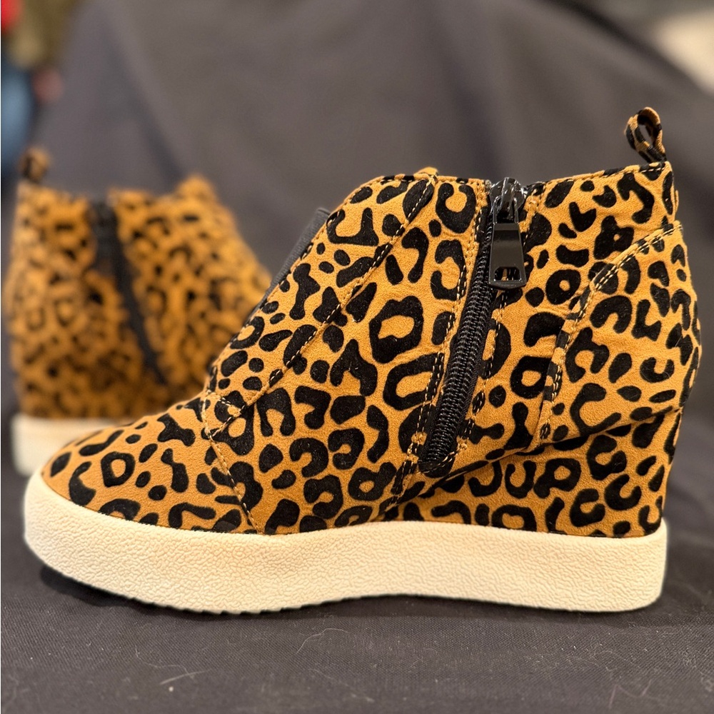 Cupid Leopard Print Wedge Sneakers